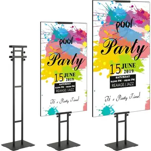 Poster Stand, Adjustable Height Up to 75", Double-Sided Heavy Duty Pedestal Sign Holder, Floor Standing Sign Holder Banner Stand with Shock-absorbing Base for Display, for Board and Foam, Black