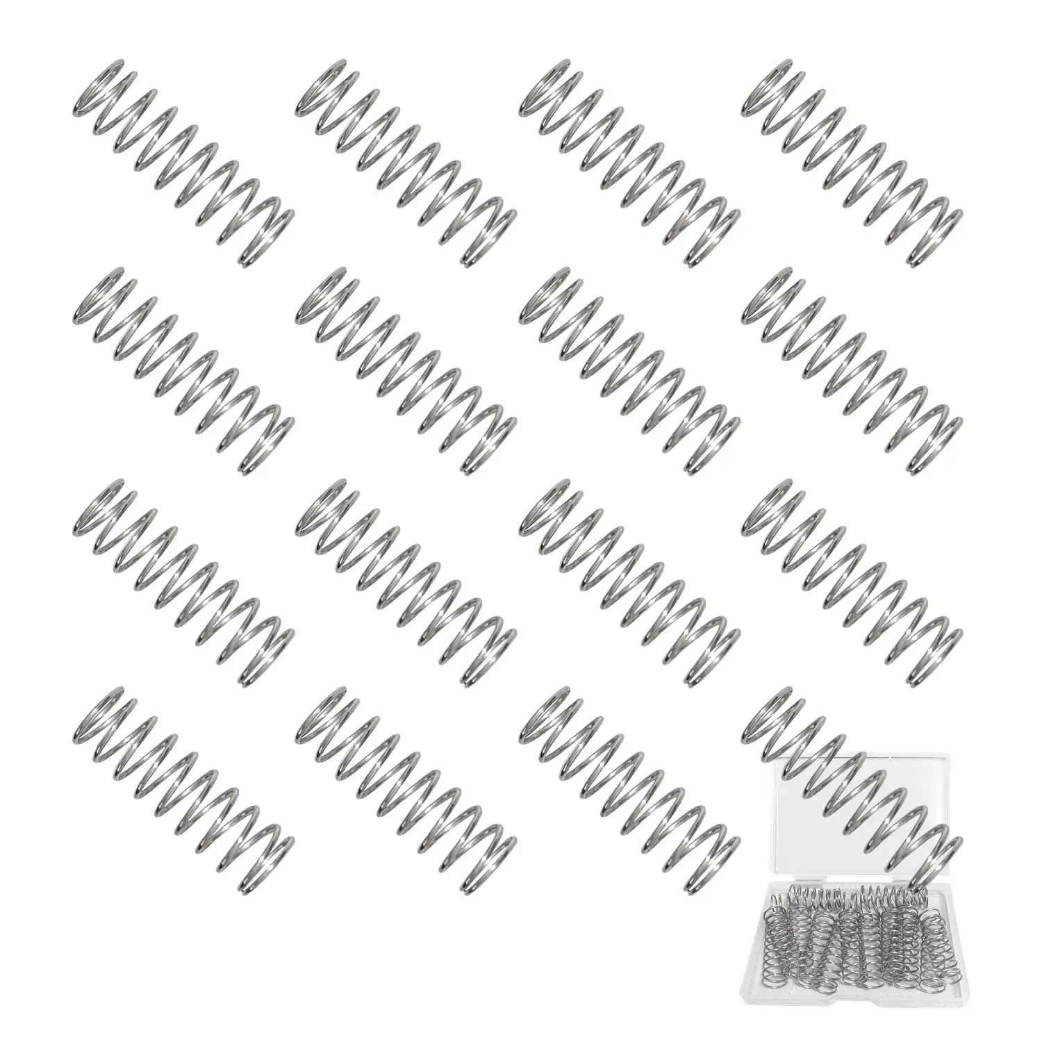 16PCS Small Compression Spring 1/2 Inch x 1-1/2 Inch Stainless Steel Mechanical Springs for Replacement