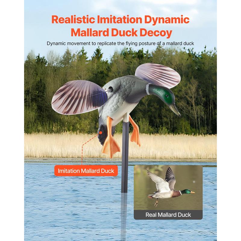 VEVOR Spinning Wing Motion Duck Decoys, Outdoor Teal Decoys for Hunting, Floating Duck for Pool, Pond, and Lake, Realistic Plastic Duck Hunting Decoy, Garden Yard Decoration, Easy to Carry, 1-Pack