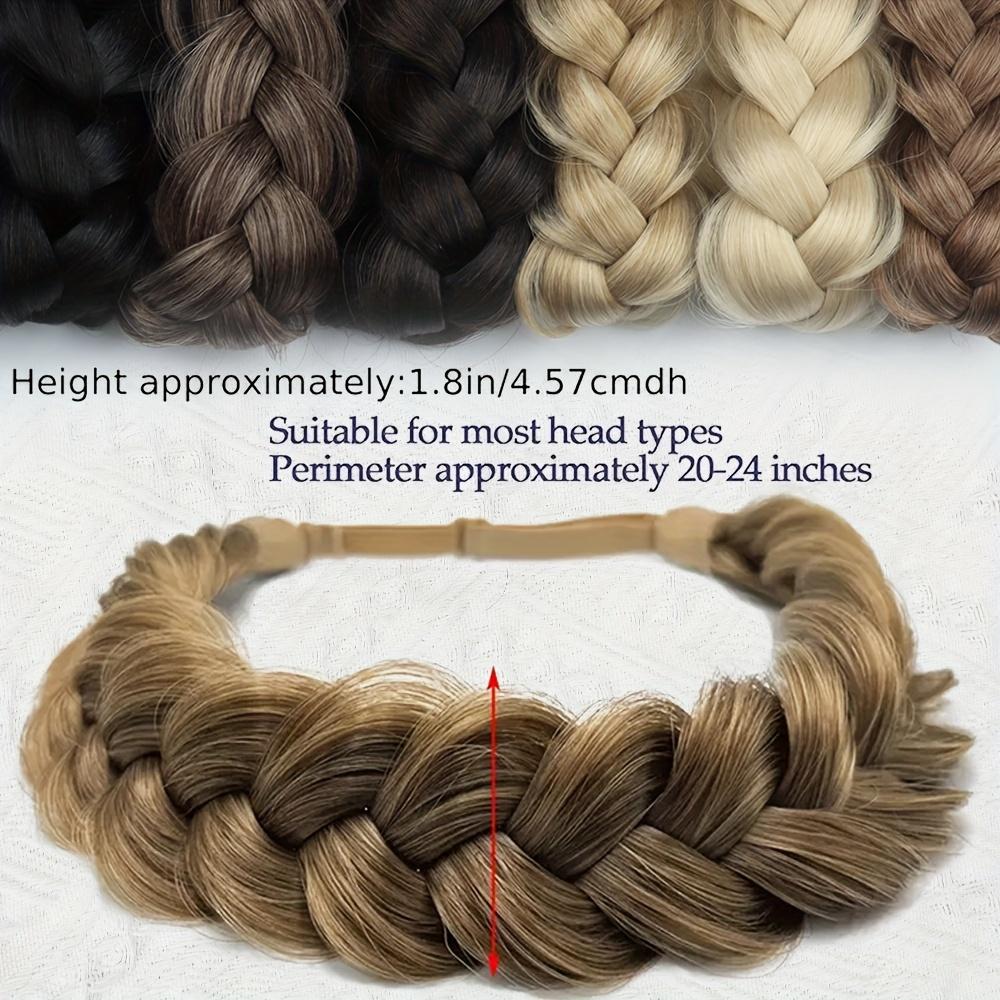 3-strand braided synthetic fiber wig with adjustable elastic band, fashionable wig accessory suitable for women's daily wear