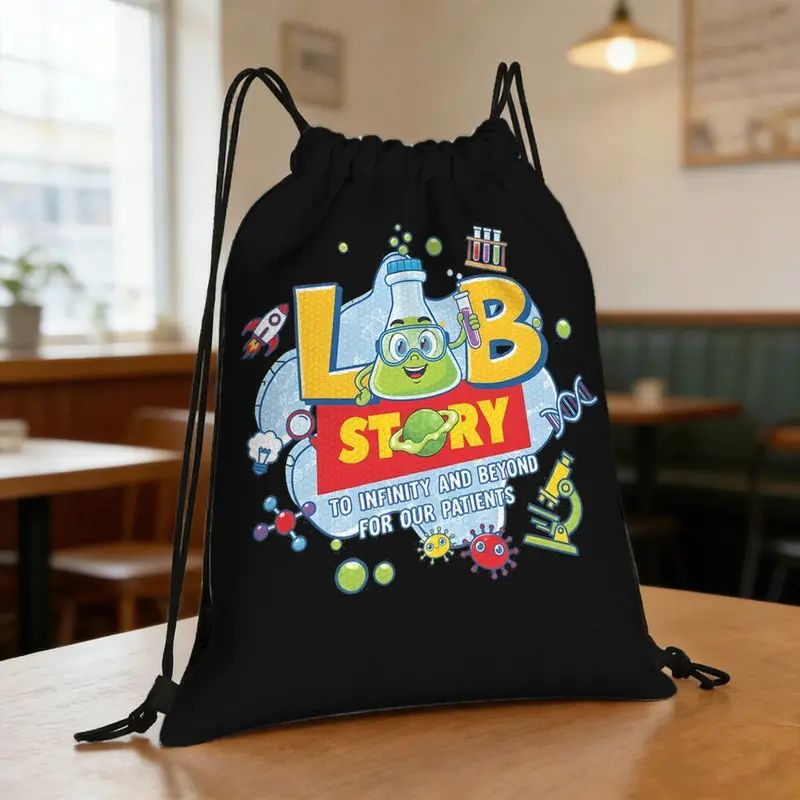 Lab Story Lab Technicians Presents I'M A Laboratory Scientist Meme Drawstring Bag |   Lightweight for Sports, Fitness, Outdoor Travel, Training, Ideal for Everyday Leisure, Commuting, And Gym Activities, Gift