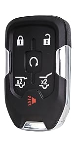 Key Fob Shell Case Replacement Compatible with GMC Yukon XL Chevy Suburban Tahoe 2015 2016 2017 2018 2019 2020 Keyless Entry Remote Control HYQ1AA 6 Buttons 1PCS Pad Cover