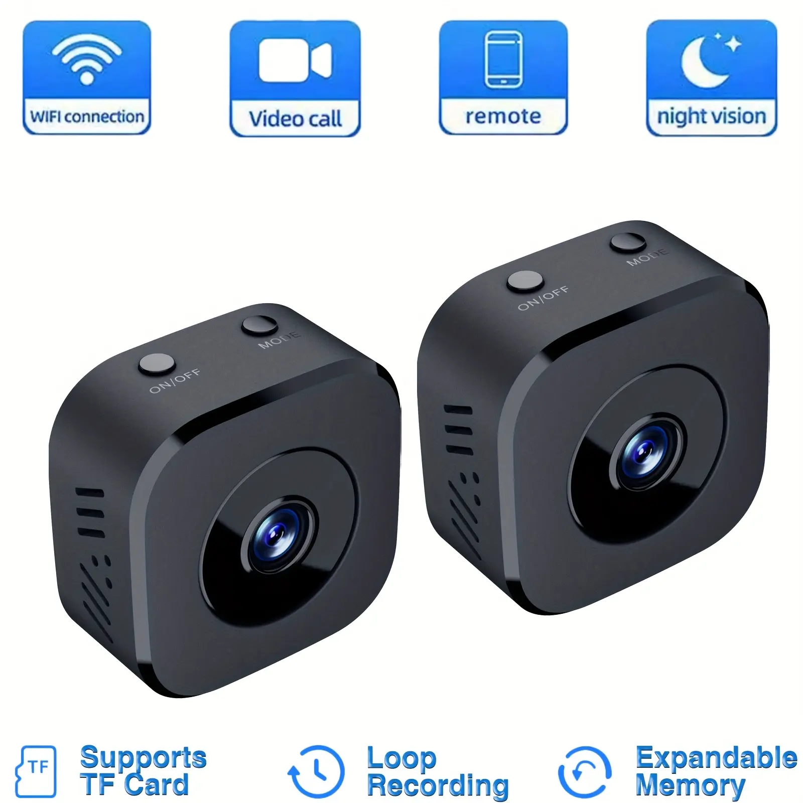 GENAI WiFi Smart Camera, Wireless Security Camera Indoor/Outdoor, 480P HD Night Vision, 2-Way Talk, Motion Detection & Real-Time Alerts, AI-Monitoring for Home/Office, 64GB Cloud/128GB SD Card, with App Control