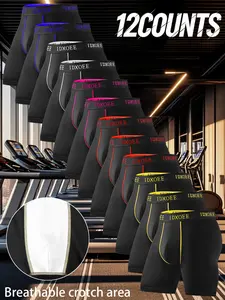 12 pcs men's comfortable slim fit shaping underwear - breathable, quick drying, elastic waistband, suitable long boxer underwear for exercise, and casual wear - soft, lightweight, Suitable for wearing in all seasons, Men's flat cornered underwear.