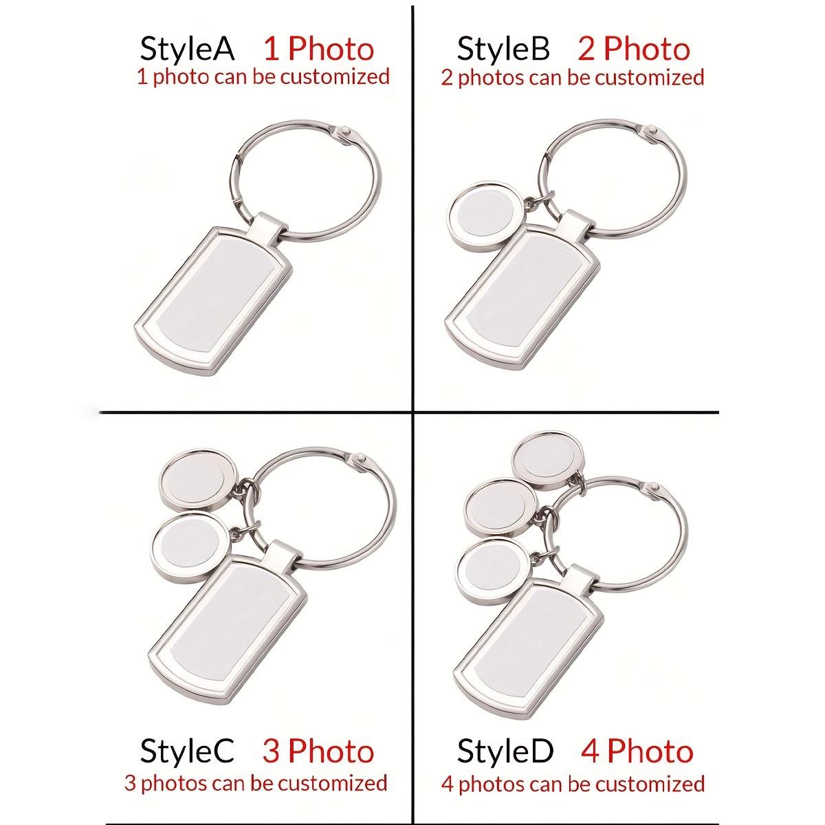 Custom Photo Keychain-4 Pictures, Personalized Keychain, Customized Picture Key Chain, Customizable Bag Charms, Keychains for Women/Mens, Decoration, Zinc Alloy, Anniversary, Birthday Gifts, Family