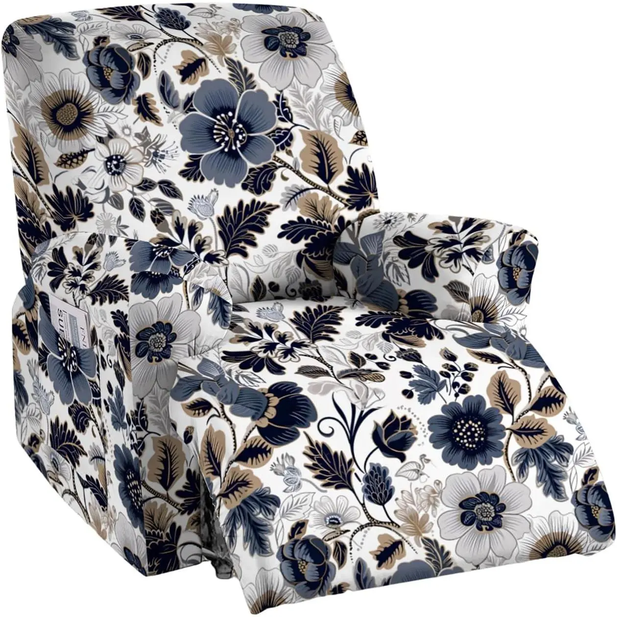 Printed Recliner Slipcover Stretch Reclining Chair Covers 4 Pieces Non Slip Recliner Sofa Slipcovers with Fitted Sofa Couch Cover Lazy Boy Chair Cover for Pet Kid Living Room,43
