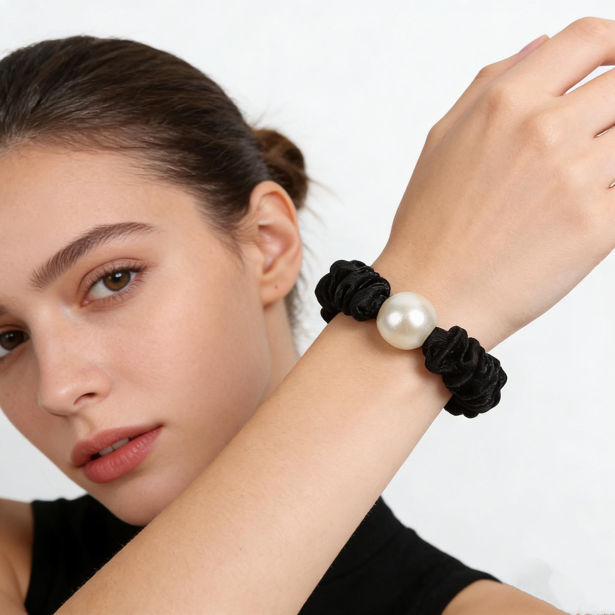 Hair Accessories Scrunchies for Women Variety Pack Hair Ties Scrunchies Hair Elastics Pastel Hair Ties Multicolor Easter Basket Stuffers for Kids,No Damage Hair Ties Scrunchies Pearl Hair Ties Gift for Her