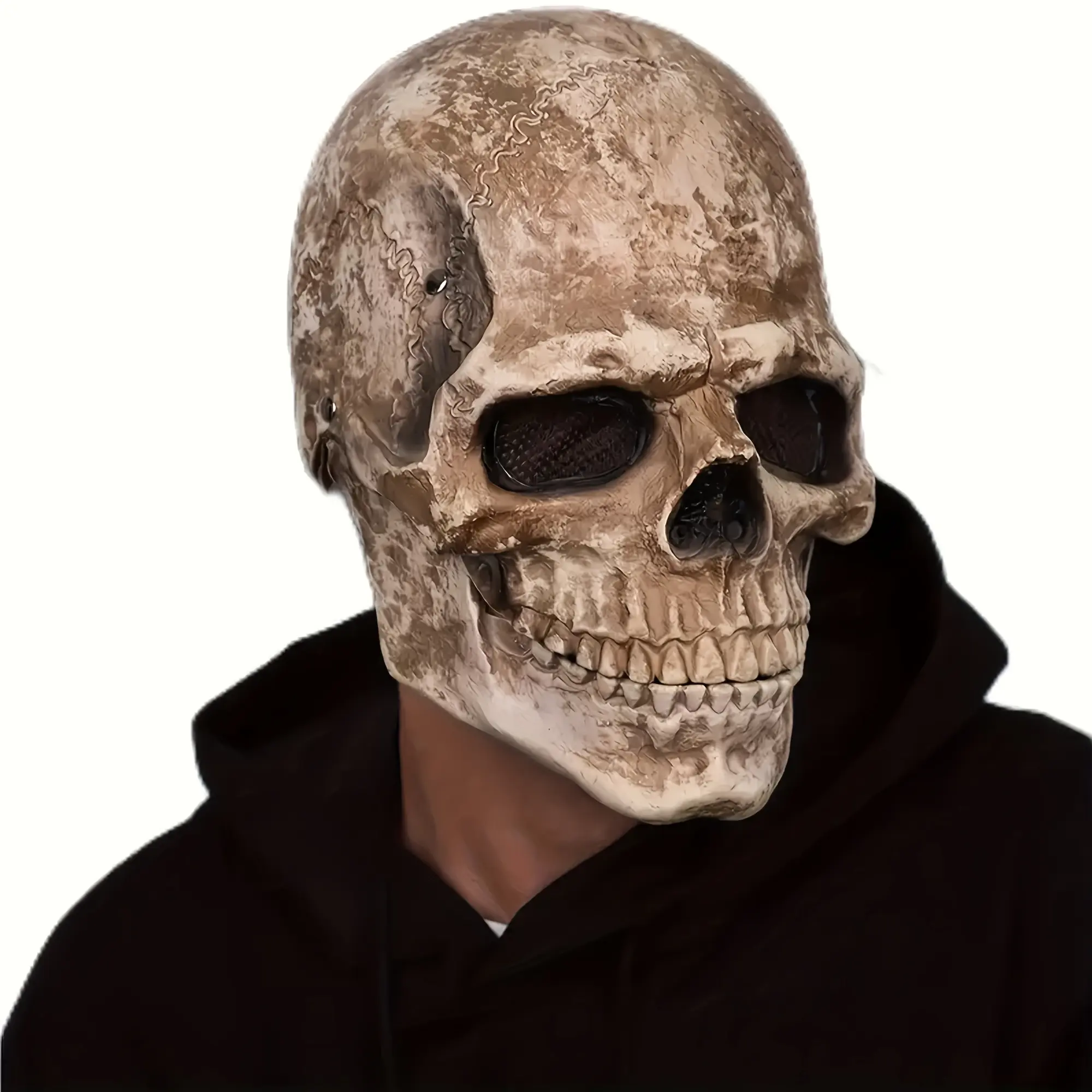 Creepy Skull Mask Cosplay Horror Skull Movable Mouth Halloween Full Face Latex Mask For Carnival Masquerade Ghost House Christmas Gift Costume Party Props