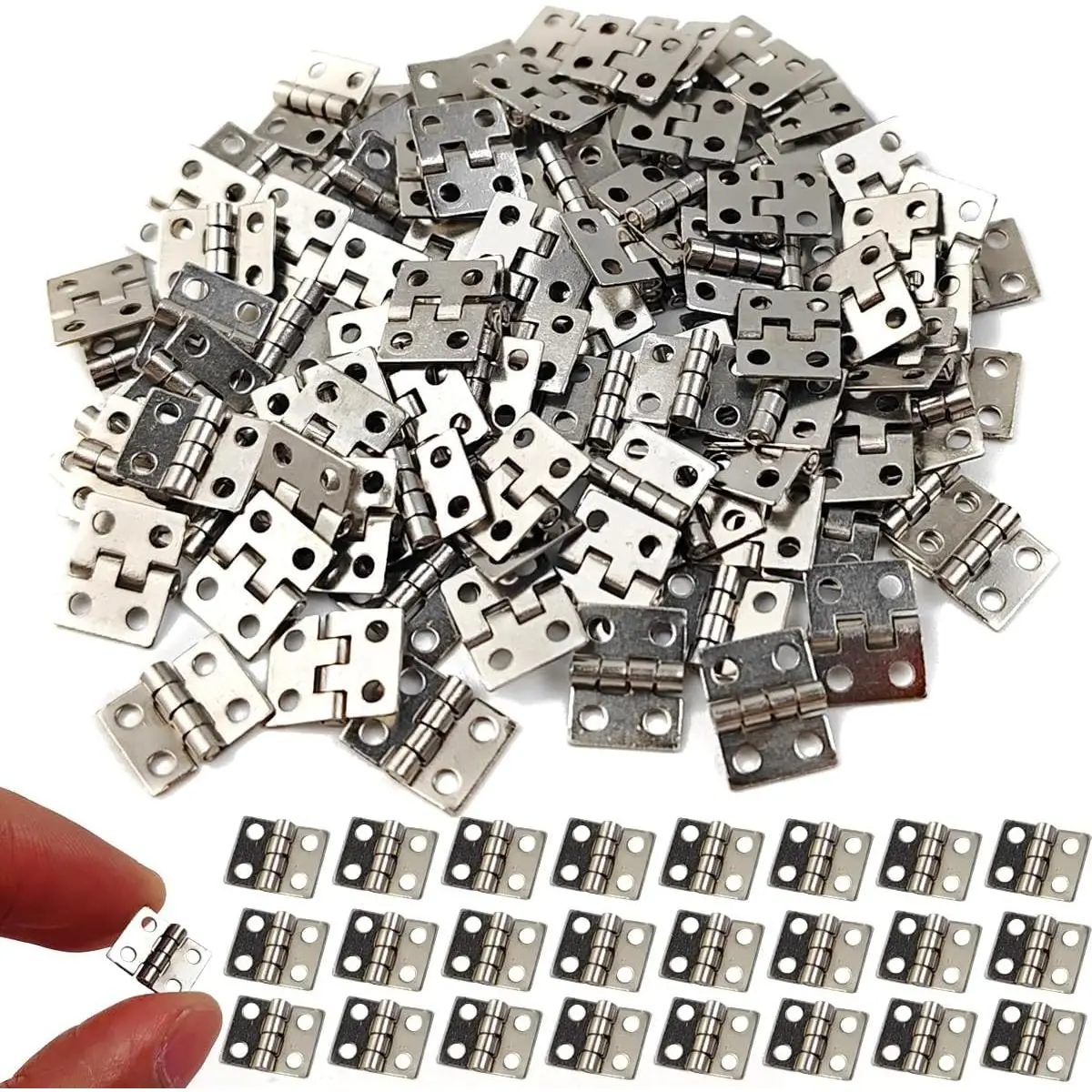 100 count 10 x 8mm Mini Metal Hinges Hardware 180  Miniature Furniture Wooden Box  Chest Box Dollhouse Cabinet DIY Accessories