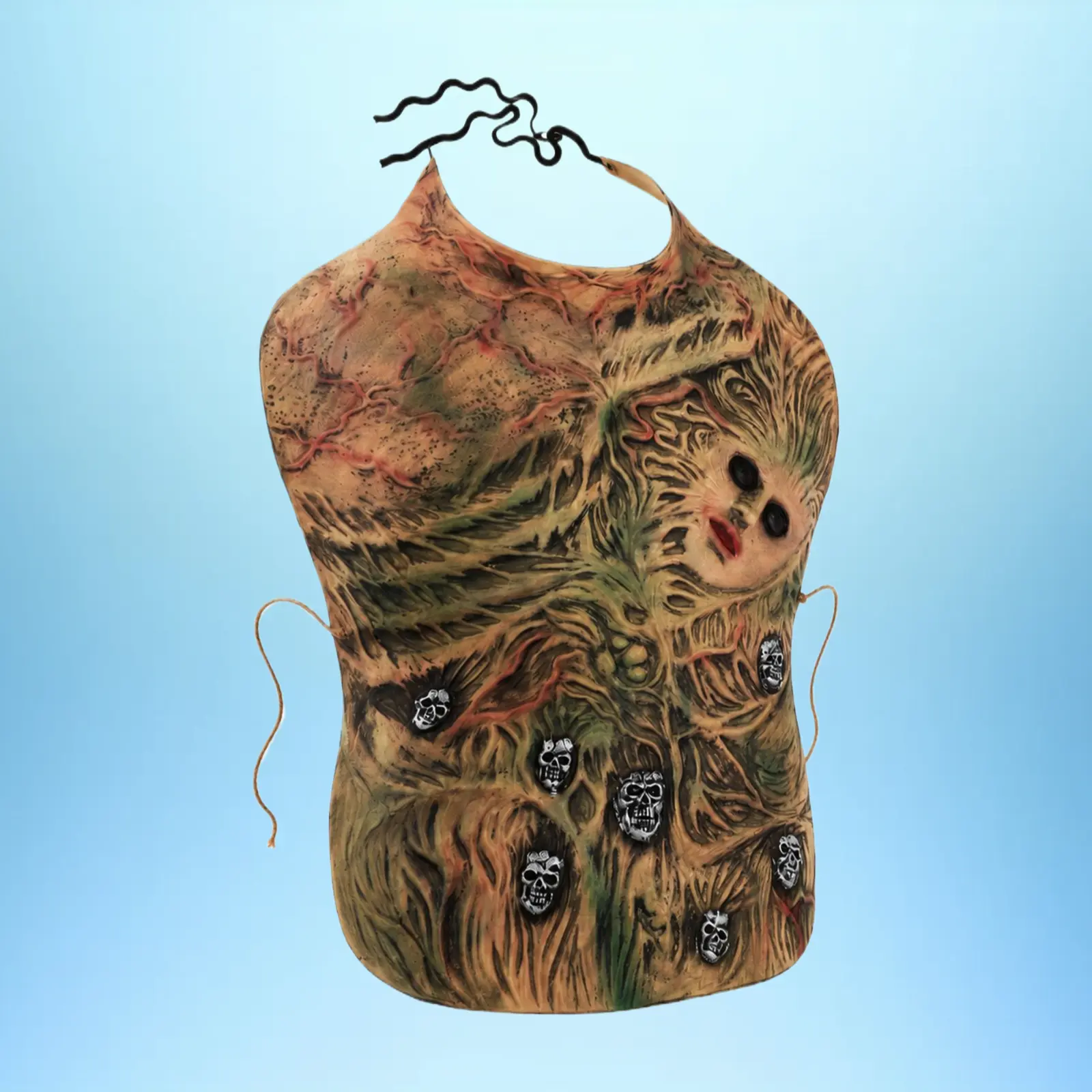 Scary Latex Belly Costume Prop, Elastic-Fit Clothes Accessory with Natural Black Eyes & Shock Effect for Halloween, Escape Room Parties