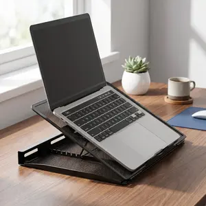 Adjustable Laptop Stand Holder for Desktop, Fits Up to 15.6 Inch Laptops, Mesh Ventilated Cooling Stand, Single Piece Design