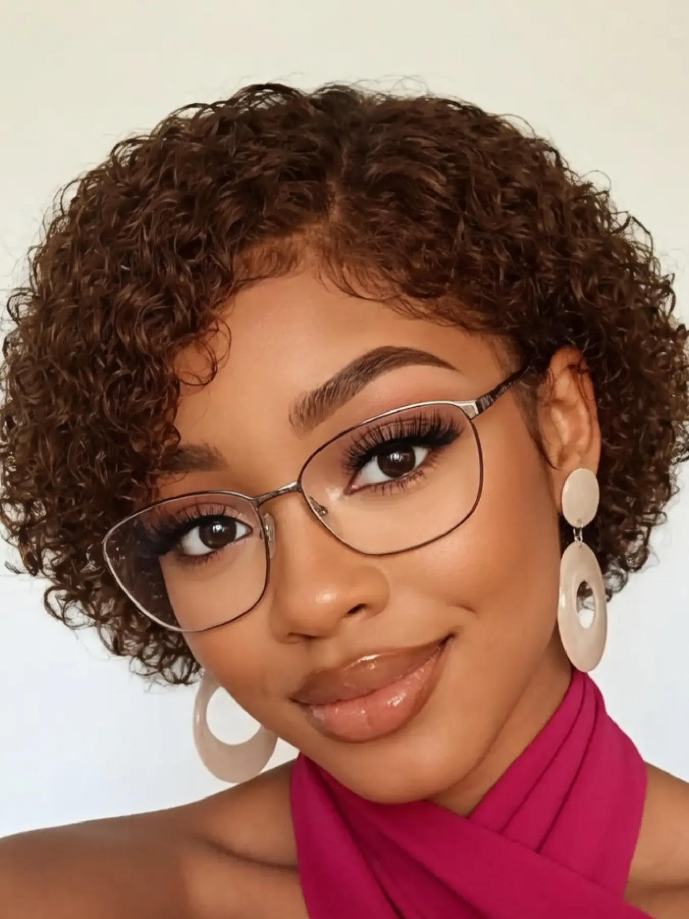 13x4 Lace Front Short Tiny Curly Human Hair Wig, Natural Burgundy, Short Curly Wig for Women, Stylish and Comfortable