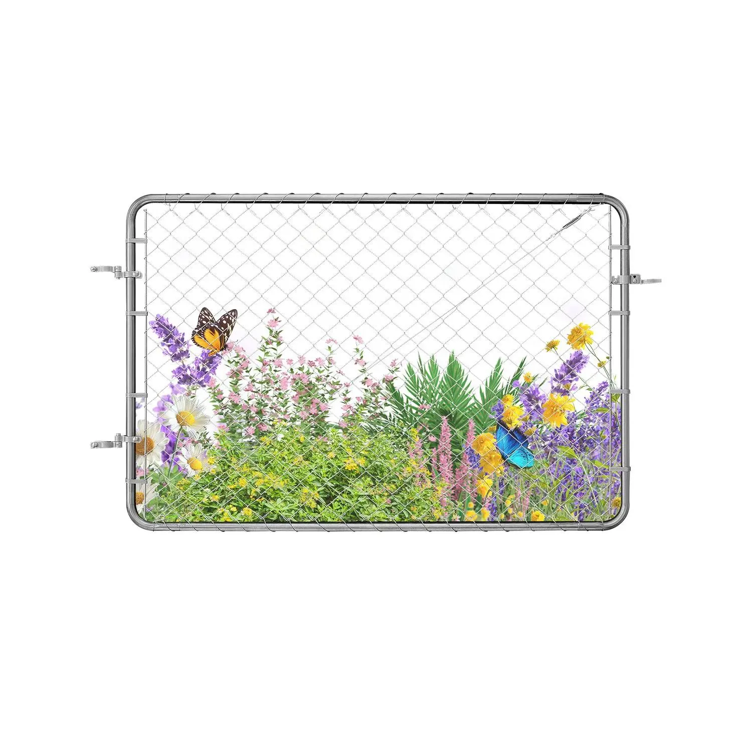 VEVOR Galvanized Steel Chain Link Fence Gate, 72x48 in, Adjustable Panel for 2.2-6 ft (W) x 6 ft (H) Outdoor Opening, Rust-Resistant Secure Entry Fencing with Hardware for Farm, Posts Not Included