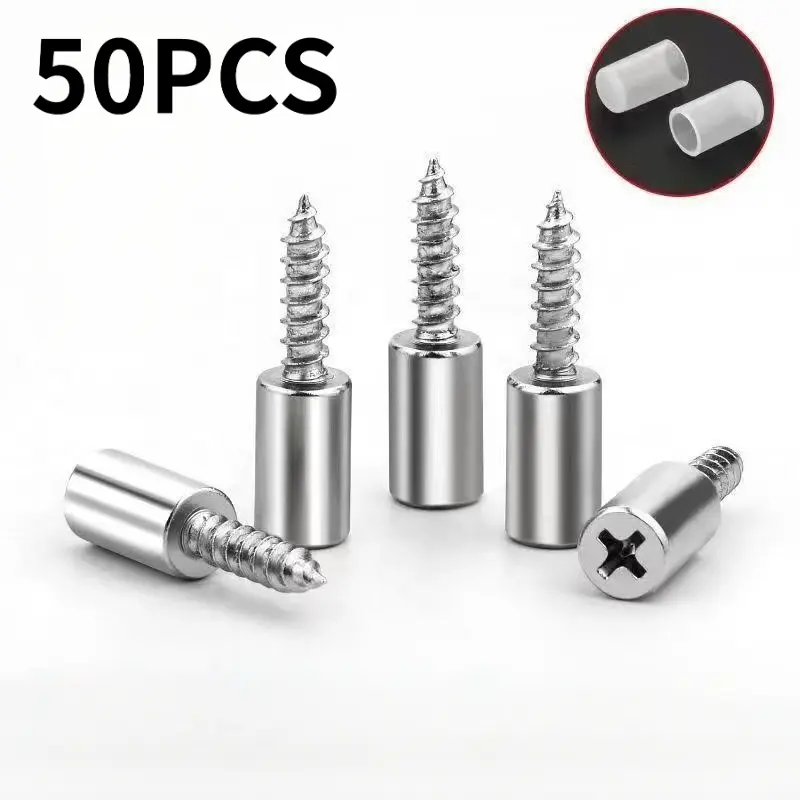 50pcs Metal Shelf Support Pins, Integrated Self-tapping Screws Shelf Brackets, Wardrobe Glass Shelf Fixing Brackets, Shelf Reinforcement Load-bearing, Furniture Hardware