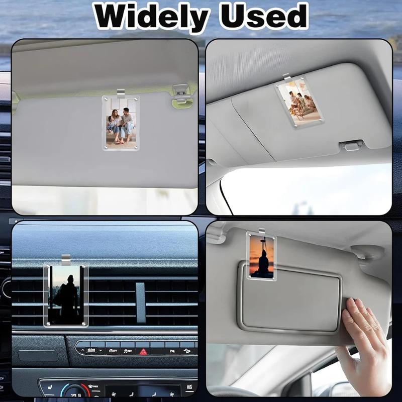 Acrylic Car Photo Clip Clear Frame Clip Horizontal Vertical Sun Visor Photo Holder For Photo Display and Car Interior Decoration