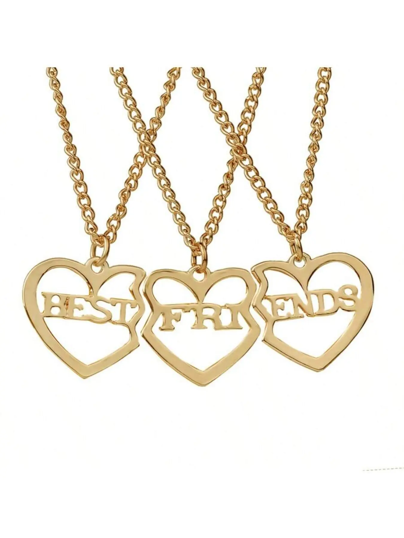 3 Pcs Best Friends Heart Necklace Set, Casual Zinc Alloy Chain, Perfect Gift for Bffs, All Seasons Jewelry, No Choking Hazard