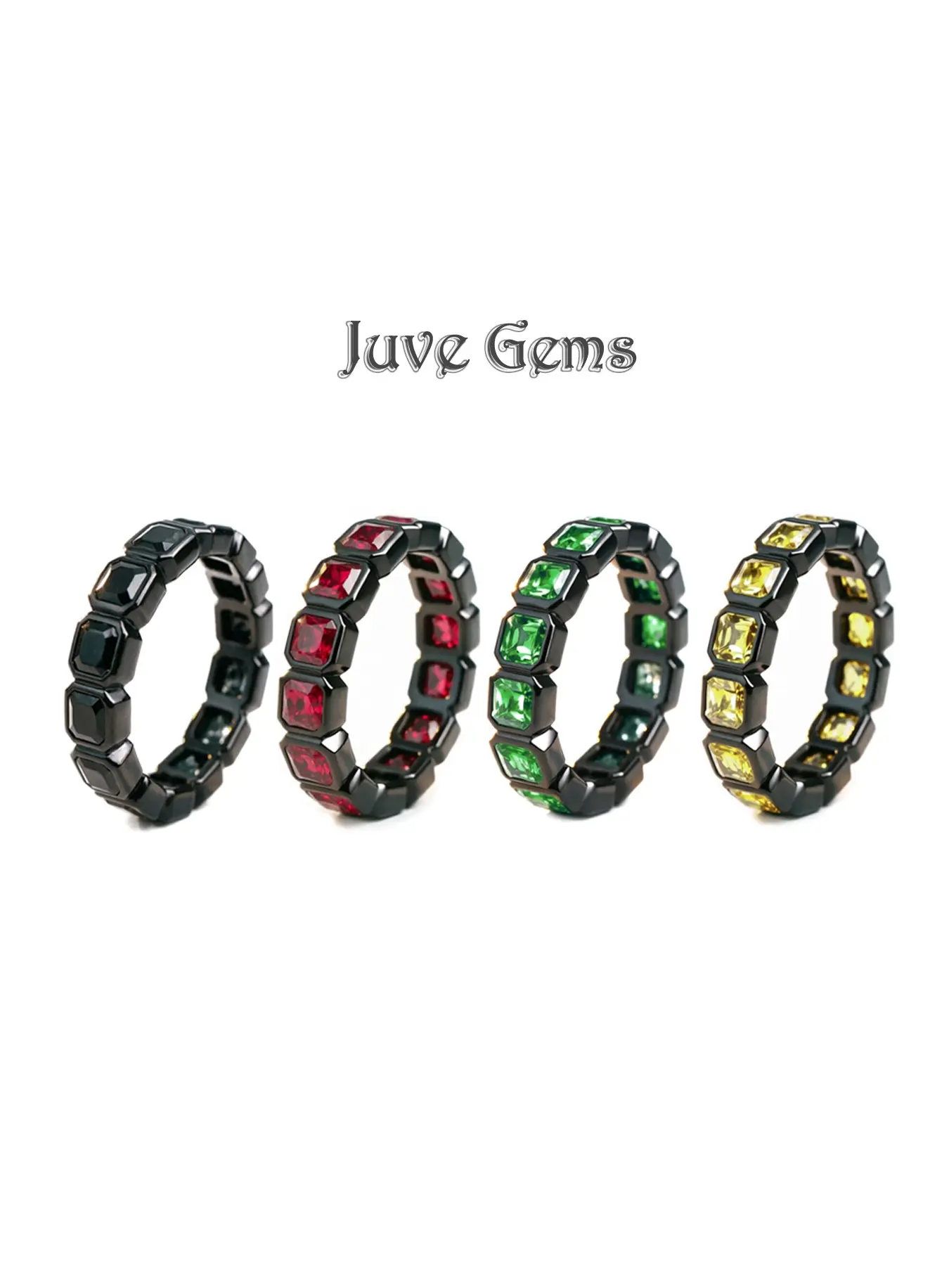 Colorful Artificial Zircon Ring, Square Cut Stackable Band, Elegant and Subtle, Perfect for Daily Commute, Casual Wear, Gift Idea