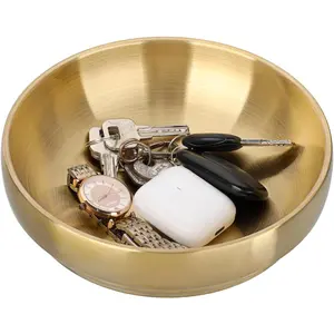 7.4 Inches Gold Decorative Key Bowl Catch All Organizing Dish for Entryway Table Fruit Bowl for Kitchen Counter Coffee Table