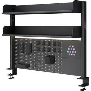 Clamp  Desk Organizer Shelf, Desk Pegboard,  Desk Accessories for Office,  Panel for Gaming Desk, Clamp- Desktop Shelving System,Black (23.6in)