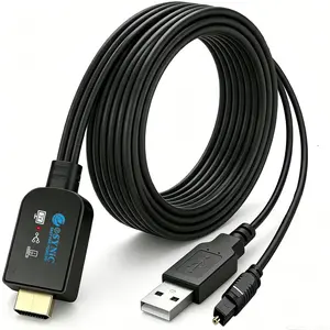 eSynic Professional 192KHZ eARC to Optical Converter-5 ft Long Compact Cable Design-USB Power ARC Audio Extractor-Plug & Play-Dolby5.1 & DTS 5.1 Formats-from HDTV ARC/eARC Ports to Optical Soundbar