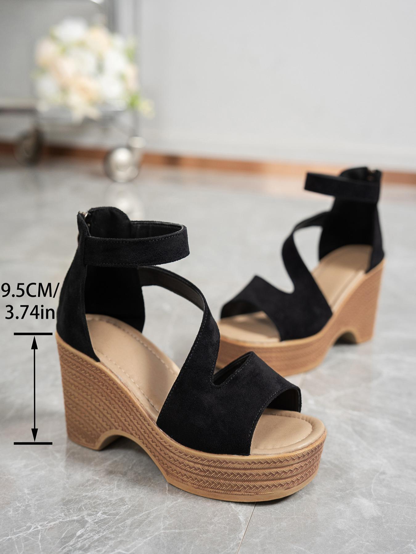 Women's Fashionable Solid Color Boho Style Wedge Sandals, Casual Comfortable Sandals for Beach, All-match Commuter Shoes for Work & Daily Wear