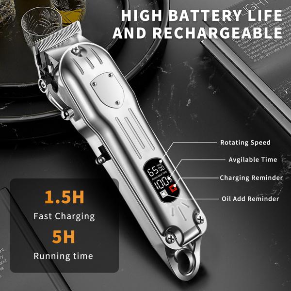 Professional Hair Clippers for Men Cordless Clippers with Trimmer Kit for Barber Use Includes Multiple Attachments and USB Charging Cable