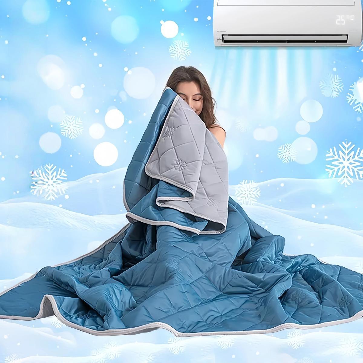 1pc High-Efficiency Cooling Blanket – Powerful Q-Max Cooling, Lightweight, Breathable, and Silky Soft, Ideal for Hot Sleepers and Night Sweats, Perfect for Bedroom, Dorm, Office, Camping, Available in Multiple Colors, Gift for Family, Blanket Gifts