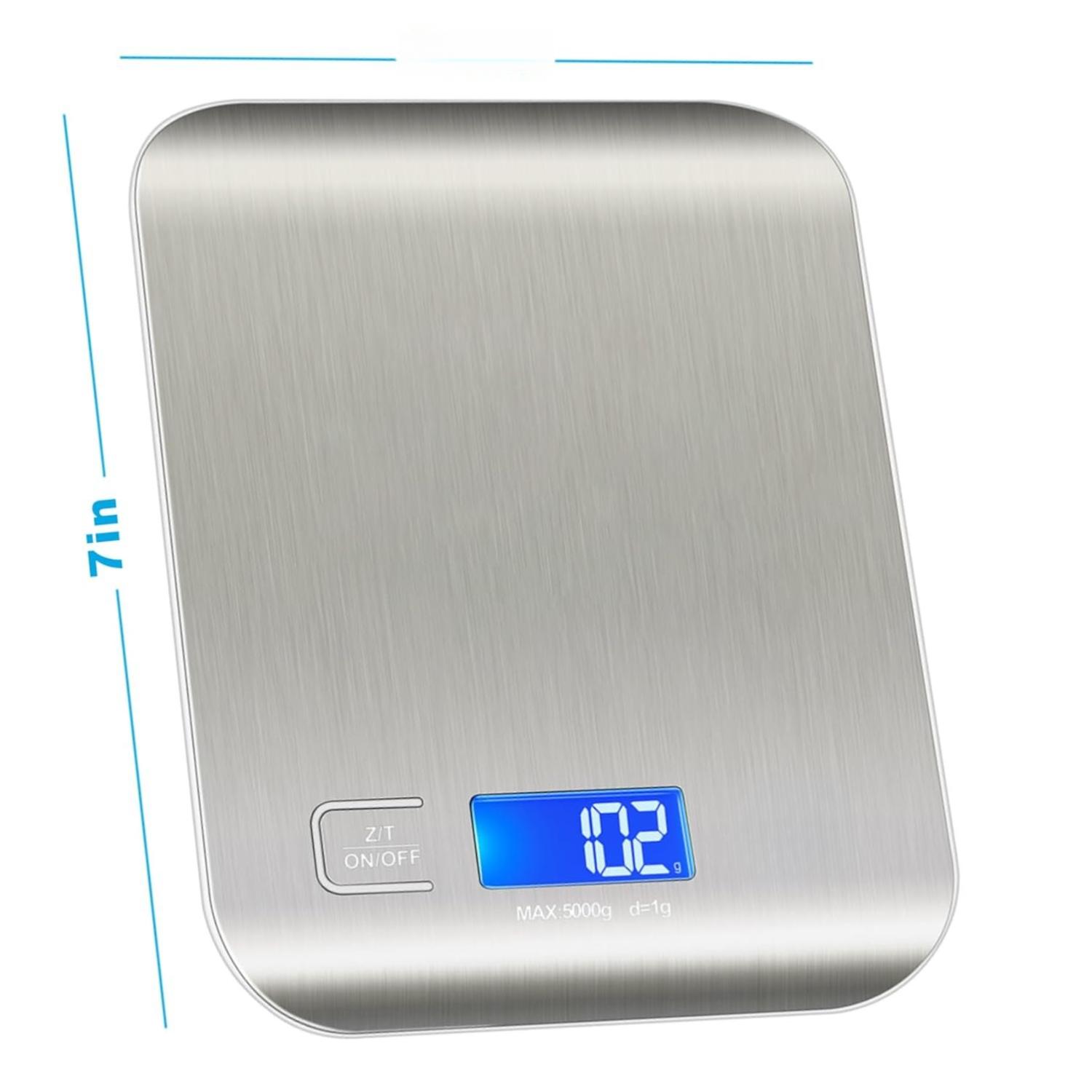 Food Scale, Kitchen Scale, Weight Scale Grams and Ounces for Weight Loss, Baking, Cooking, Keto and Meal Prep, LCD Display, 304 Stainless Steel