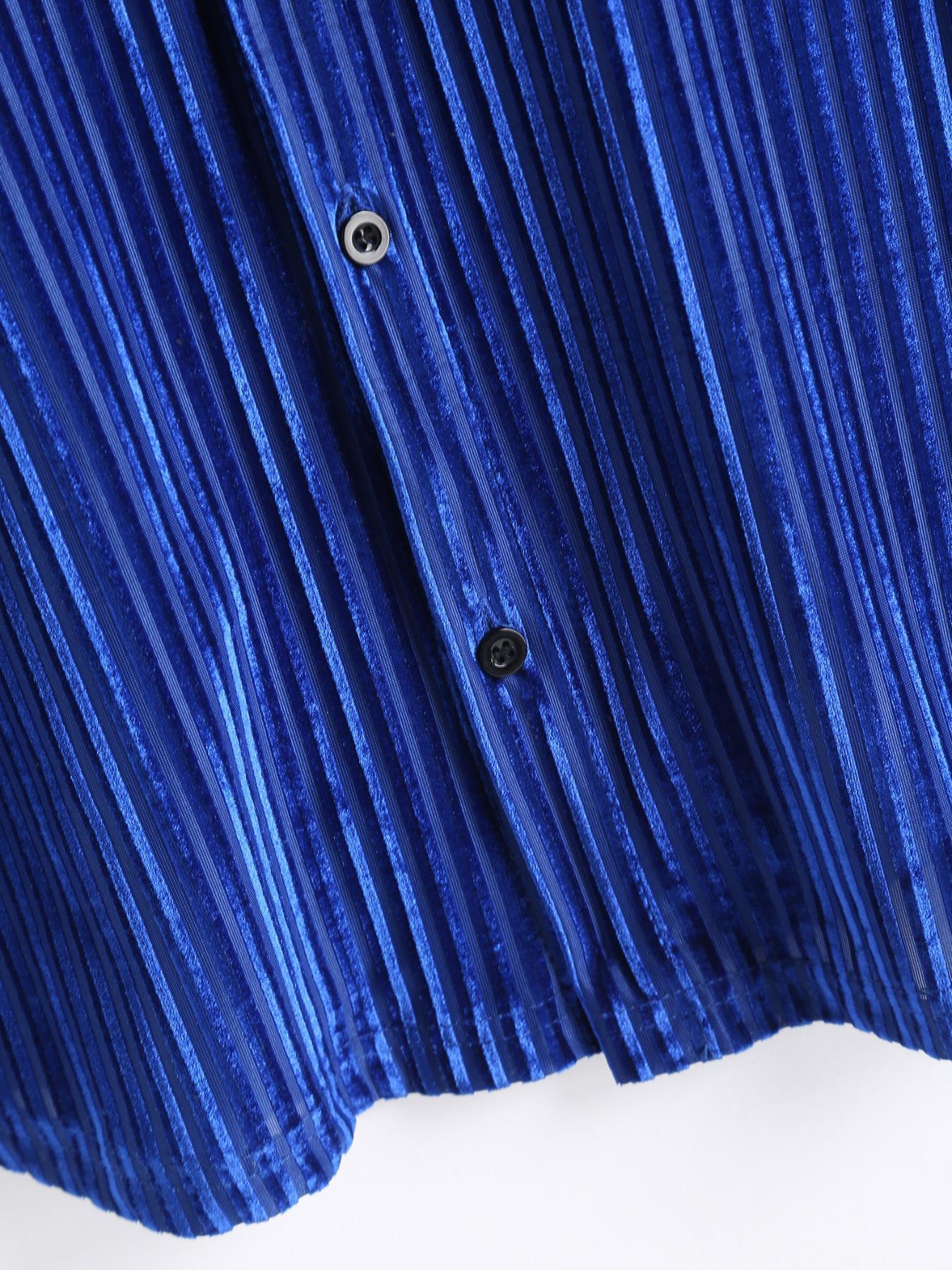 Men's Velvet Drawstring Gemstone Blue Short Sleeve Shirt, Plaid Fabric, Soft Comfortable Material, Casual Style, All Seasons