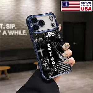 Christian Jesus God's Plan Psalm Strength Quote Custom Smartphone Case, Aesthetic Vintage Unique Fashion Cover, Soft Silicon TPU Shockproof Protective Accessory for iPhone 17/16/15/14/13/12 Plus Pro Max Ultra & Samsung 22/23/24/25 Plus Pro Max Ultra