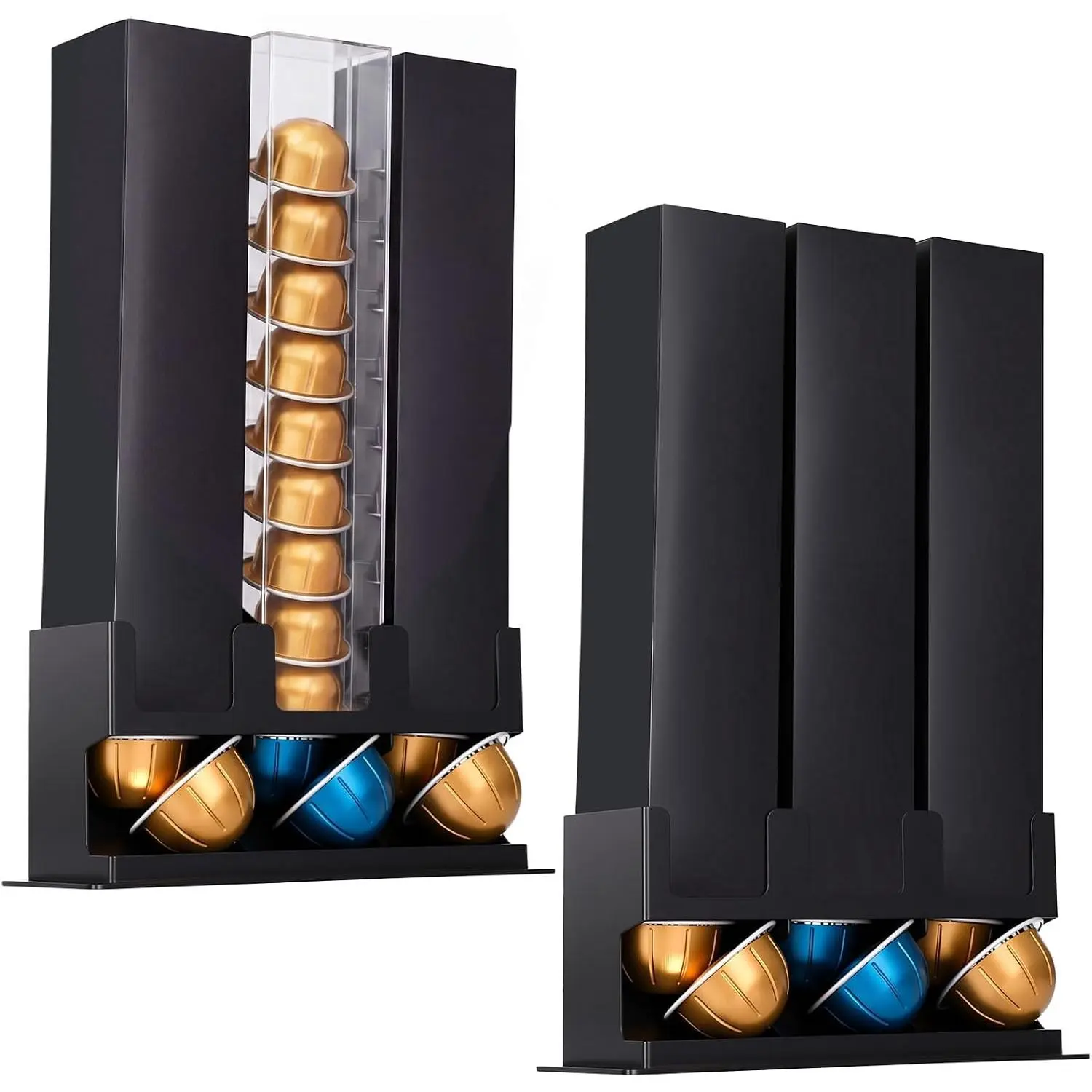 2 Pack Pod Dispenser Compatible with /Vertuo Capsules 3 Compartment Box Sleeve Holder with Non Slip Steel Base Holds 30 Coffee Pods Dispenses 3 Coffee Flavors