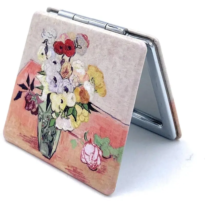 Small Purse Mirror Van Gogh Japanese Vase with Roses and Anemones Mirror Floral Compact Mirror Bridesmaid Mirrors for Wedding