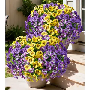 Ivydale 20PCS Artificial Fake Pansy Flowers for Outdoors Spring Summer Decor,Faux Silk Pansies UV Resistant Plants for Front Door Porch Yard Patio Window Box Home Decor(Purple Yellow Gradient Purple) dahlia diy