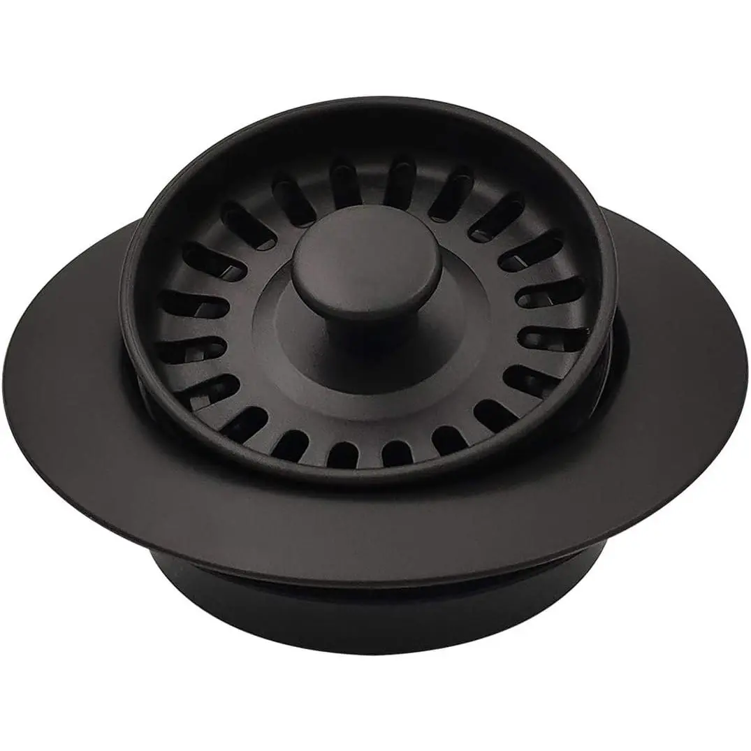 Garbage Disposal Strainer and Stopper with Decorative Disposal Flange in Black, Fit 3.5 Inch Standard Drain Hole