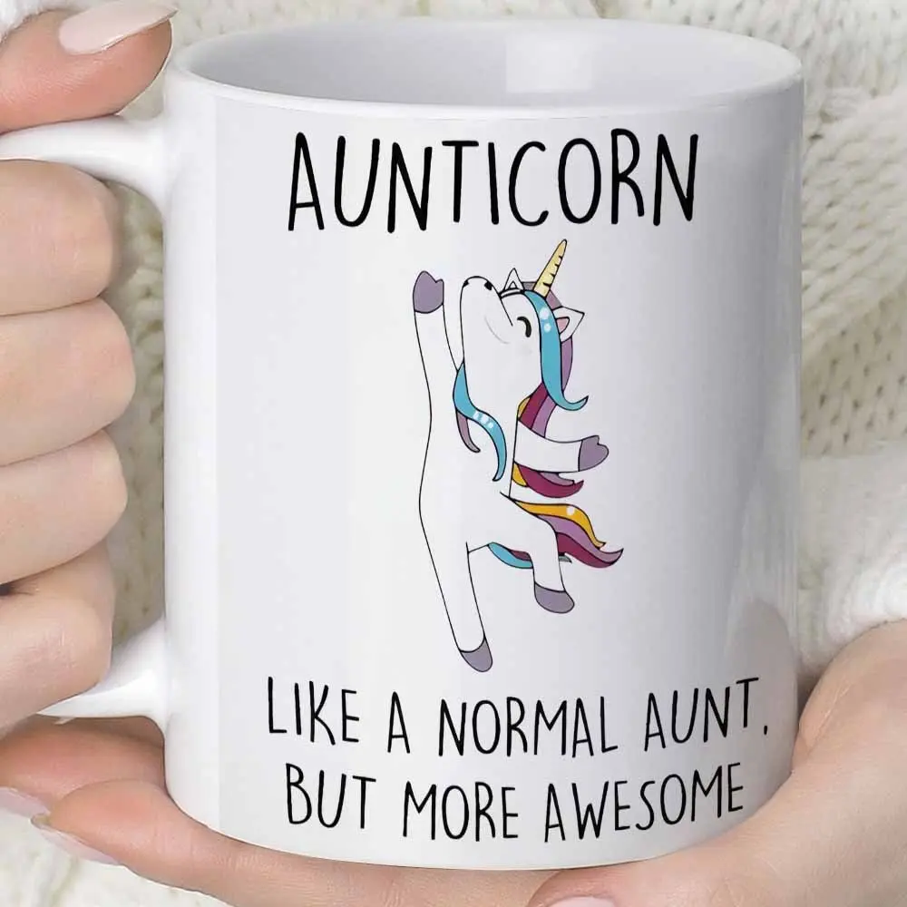 11 oz (360 ml) "Auntie Unicorn" Fun Mug - Suitable for Coffee, Juice - Ideal Home Supplies Gift