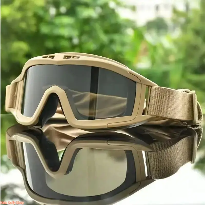 XUH Unisex Tactical Goggles, Synthetic Frame Impact-Resistant Eyewear with Adjustable Strap, UV Sun Protection and Fog-Resistance for Outdoor Sports, Goggles Glasses, Uv Prevention, Safety Goggles