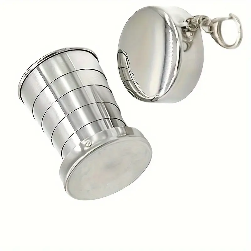 Stainless steel folding water cup - an outdoor portable travel extendable cup with creative design, a mini handy drinking cup for your travels.