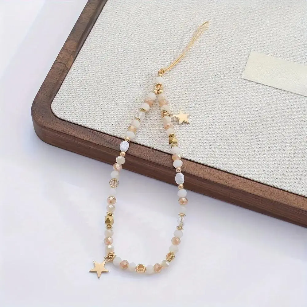 Crystal Star Phone Chain, Minimalist Beaded Wrist Strap Lanyard for Women - Elegant Anti-Drop Bag & Camera Accessory, Accessories, Phone Leash, Cell Phone Charms