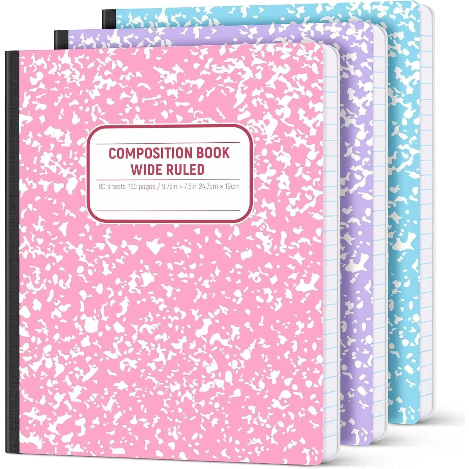 Composition Notebook Wide Ruled, Lay Flat Wide Ruled Composition Book