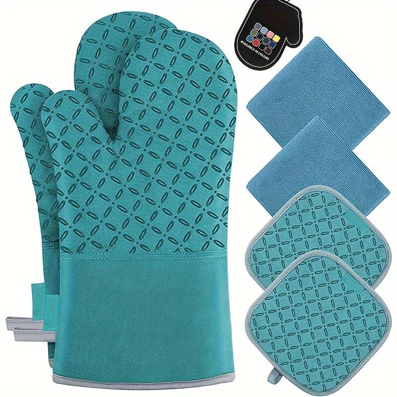 For Baking, BBQ & Daily Cooking, Kitchen Anti-scald Protection Solution, 6 Pcs Oven Mitt Set, Mitts, Pot Holders & Non-slip Towels, Effortlessly Protect Kitchen from Scald, Kitchen Protection Supplies