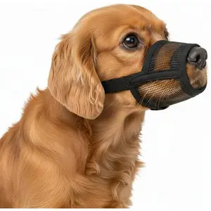 Soft Air Mesh Dog Muzzle for Medium Sized Dogs, Breathable Adjustable Dog Mouth Guard, Allows Panting Drinking, Anti-Biting Barking Chewing Muzzle for Grooming Walking