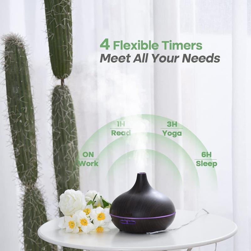 Oil Diffuser, 550ml Aromatherapy Diffuser with 6x10ml Included, 7x2 Colorful LED Night Light, 23dB Quiet BPA-Free Essential Oil Diffusers for Home, 16H Lasting, 4 Timers, Auto Off, Black humidifier air  purifier Lamp Diffuser with Cool Mist