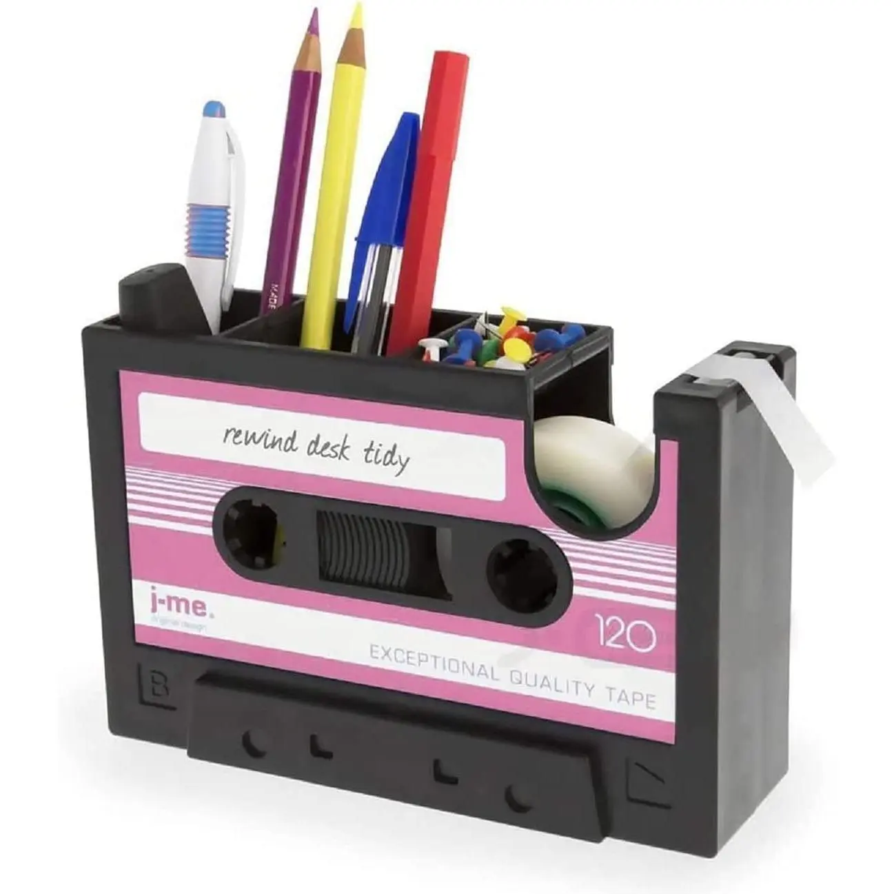 Creative Tape Pen Holder, Retro Cassette Tape Dispenser, Stationery Desk Tidy Container, Office Supplies Organizer Pencil Cup