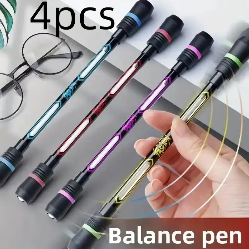 4pcs Cool Internet Trendy Rotating Pencils, Flexible Hand Training, Anti-Drop Anti-Slip Writing Function, Balance Rotating Pencil Set, Stationery Supplies