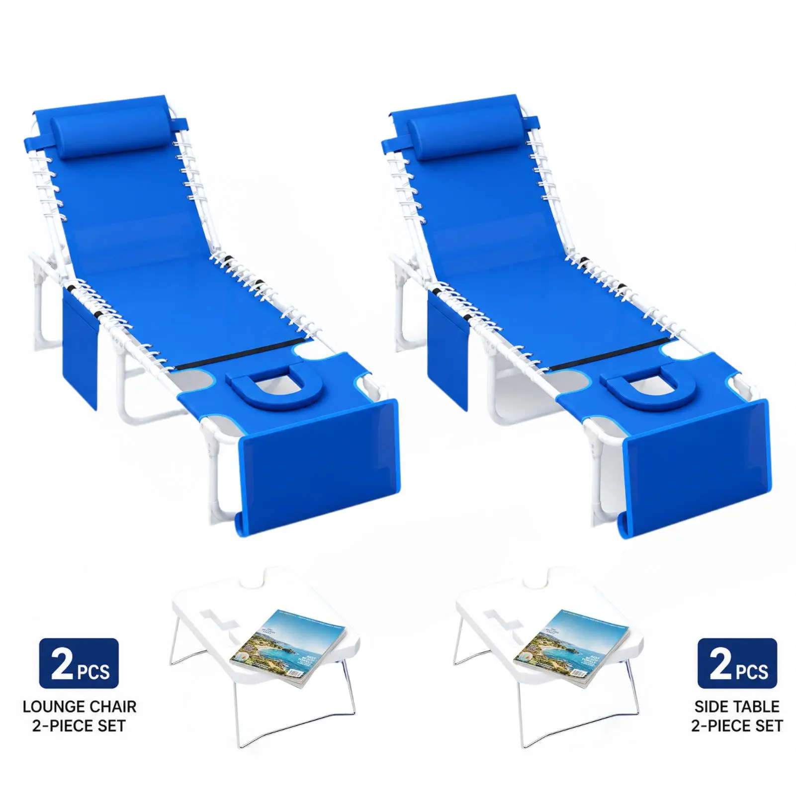 Summervibes Flash Sale Home Items 2 Pack 3-in-1 Tanning Chaise Lounge with Face Hole, 5 Adjustable Incline Positions, Foldable Portable Frame, Ergonomic Sunbathing Recliner for Beach Pool Garden Patio Camping Indoor Outdoor