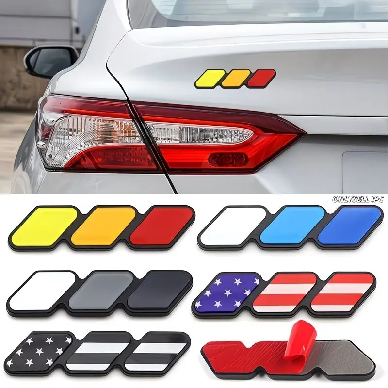 Universal Car 3 Color Badge Sticker, Acrylic 3D Emblem Decal, Waterproof Self Adhesive Auto Exterior Decoration Accessory, Stickers For Cars, Car Decorations