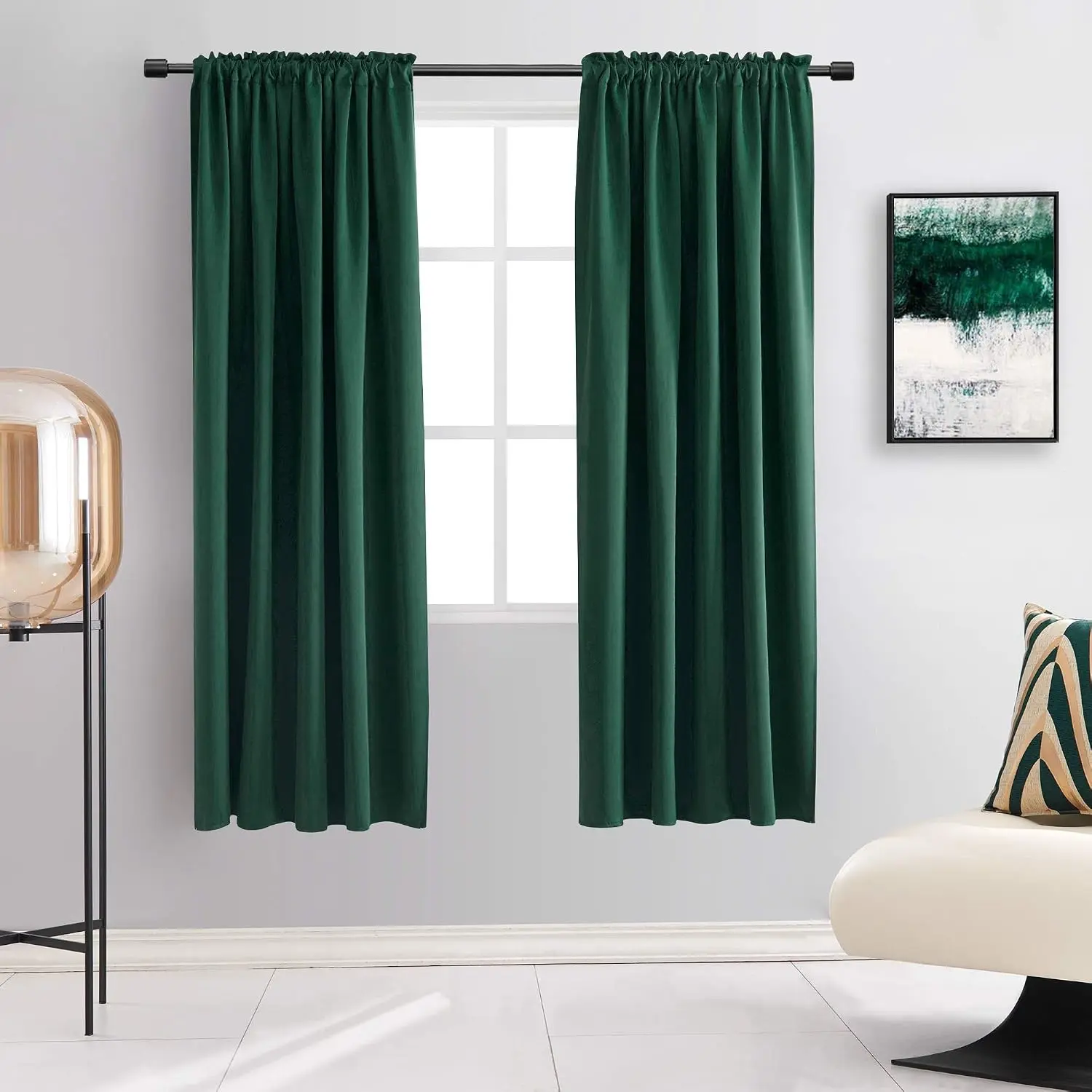 Dark Emerald Green Blackout Curtains for Bedroom & Living Room - 63 Inch Thermal Insulated Room Darkening Curtain Panels with Rod Pocket, Set of 2Gift