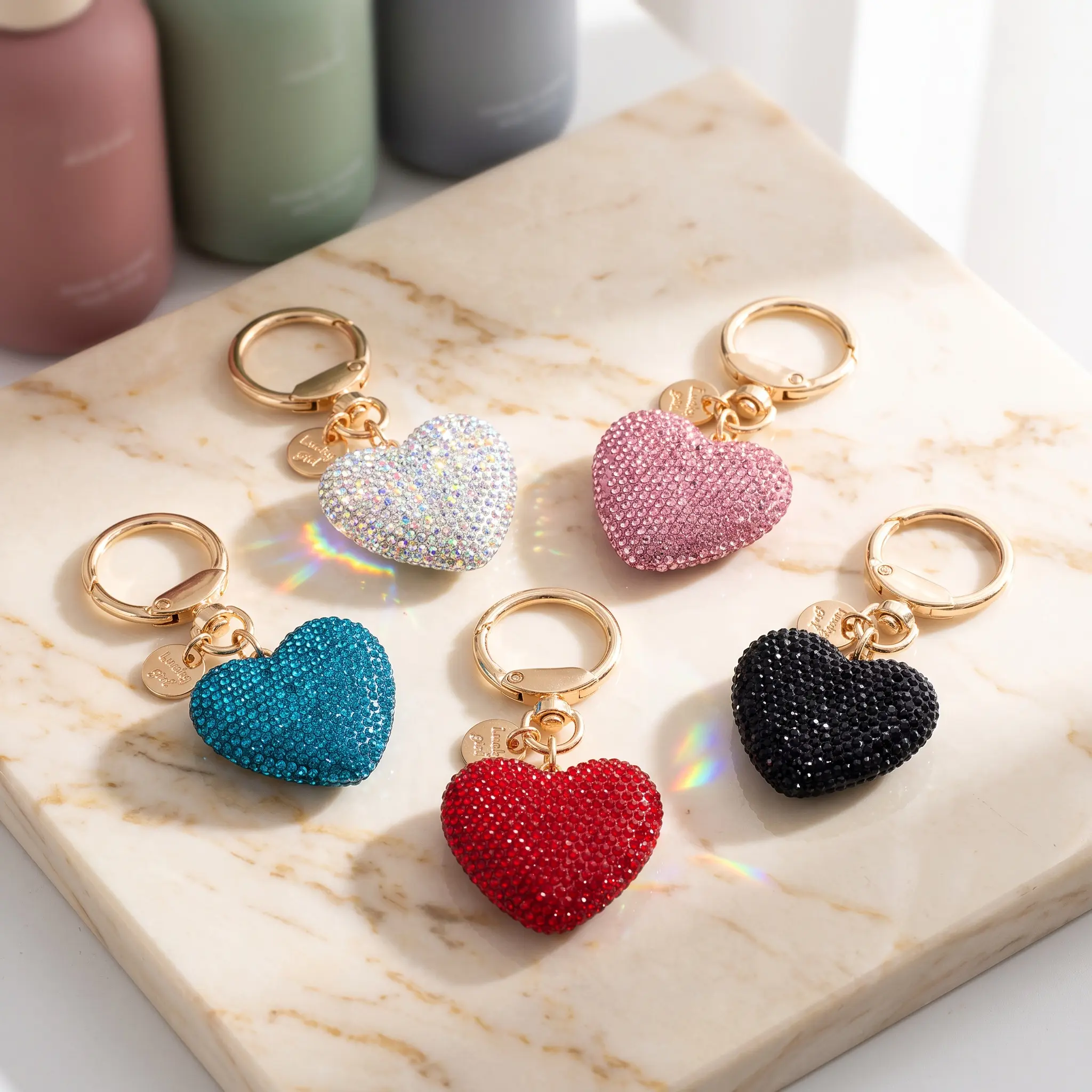 Mother's Day Gift Women's Elegant Rhinestone Heart Design Keychain Jewelry, Exquisite Trendy Elegant Keychain for Car Key, Chic Bling Bling Accessories As Gift for Friends Bling Bling Keychains-YY1