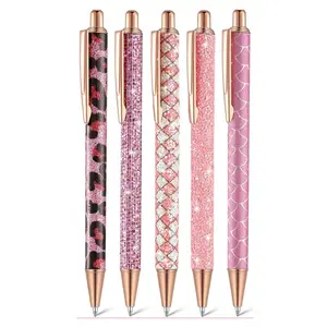 Fashionable Cute Shiny Ballpoint Pen Set for Women, 1.0mm Metal Tip, Student Office Diary Pen, Handwriting Pen, Ball Point Pens, Ballpoint Pen Gifts, Perfect Gift for Valentine's Day