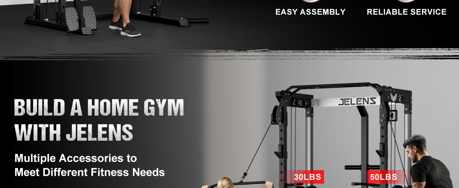 Power Cage, 2000LBS Multi-Function C21 Power Rack with Dual Pulley Cable Crossover System, All-in-One Squat Rack with More Training Attachments